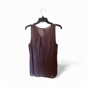 Halogen Sleeveless Ruffle Blouse in Deep Purple